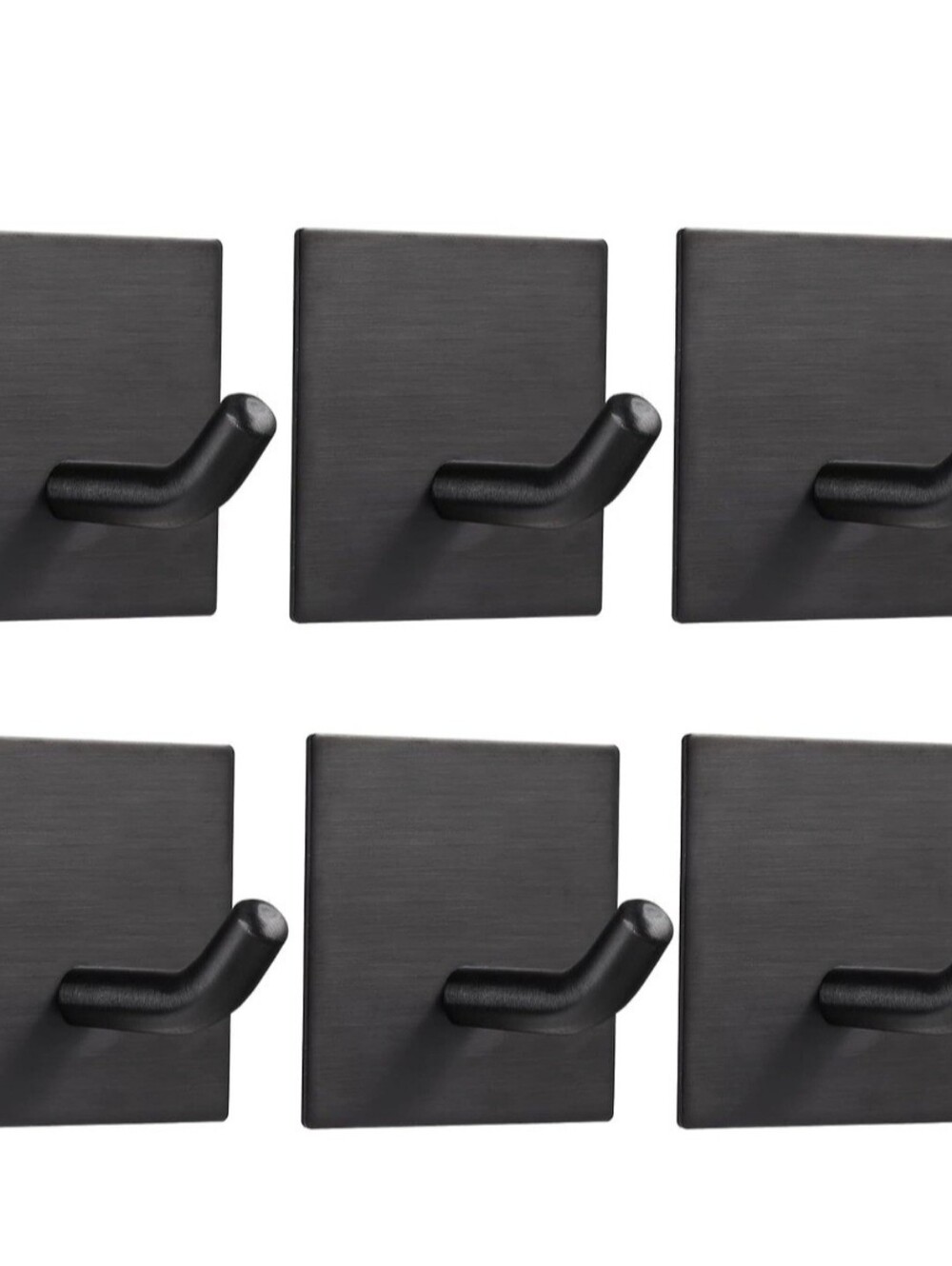 Matte Black Stainless Steel Square Wall Hooks - Set of 6